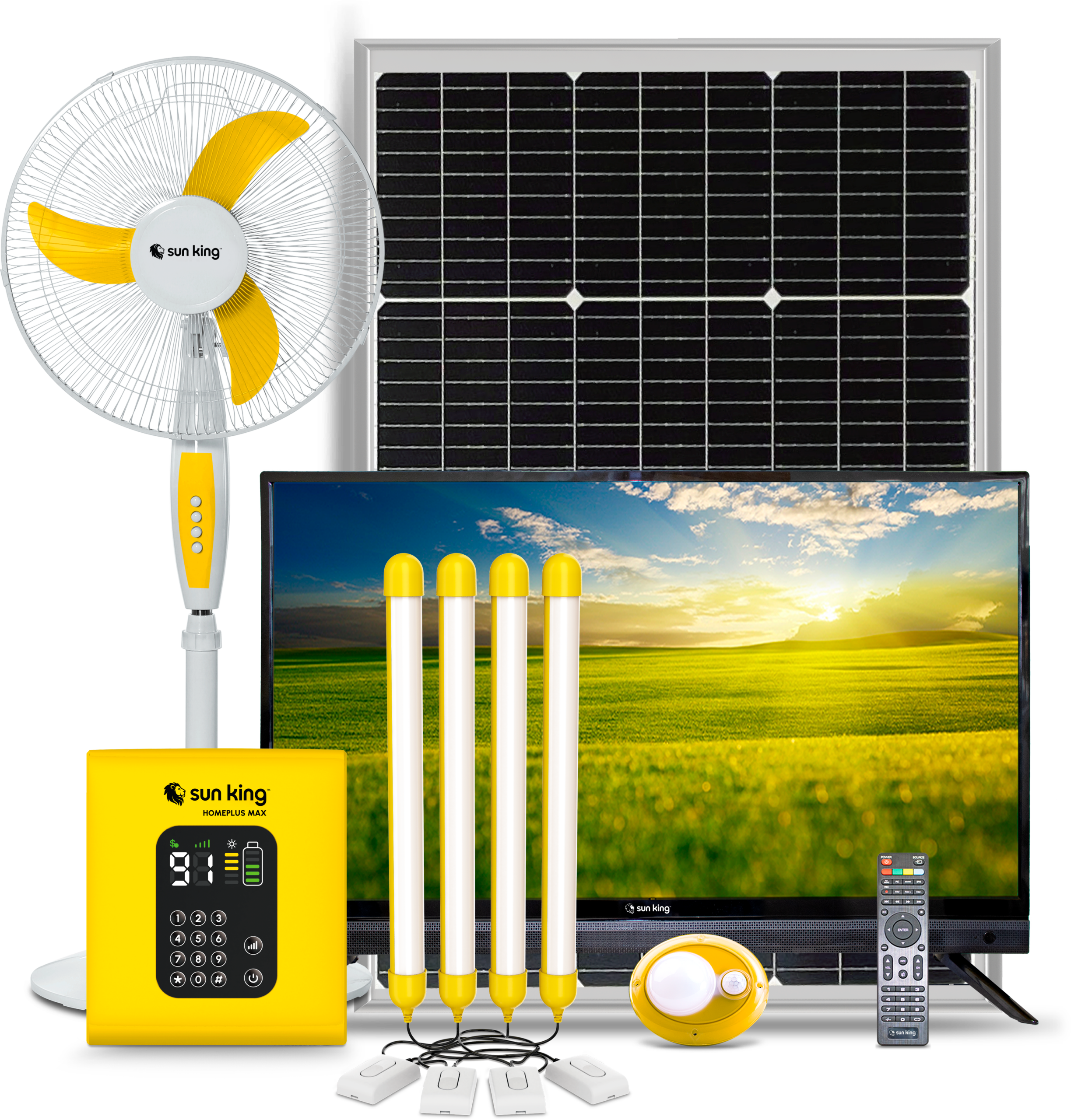 HomePlus Max + 32″ HD TV + Pedestal Fan